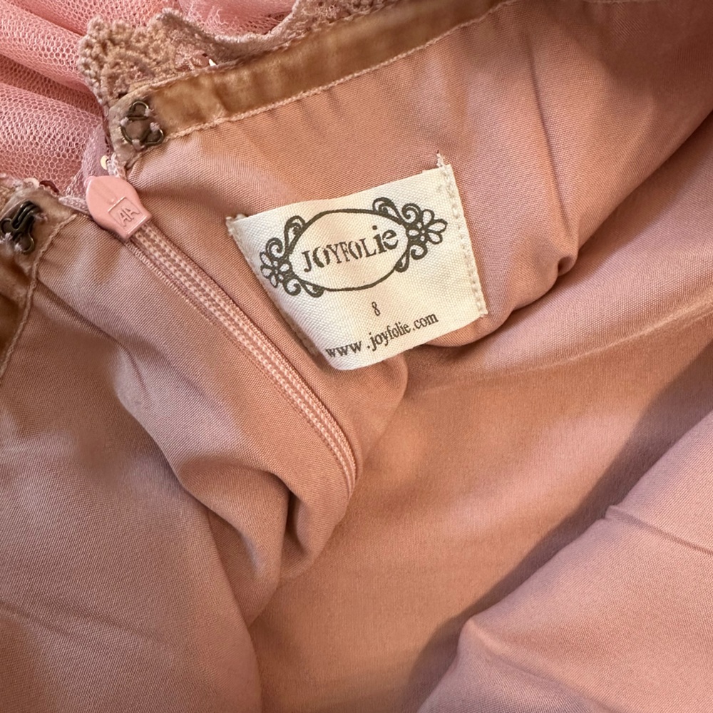 Girls Dusty Rose Tulle Party Dress with Sequin Bodice - Picture 4 of 4